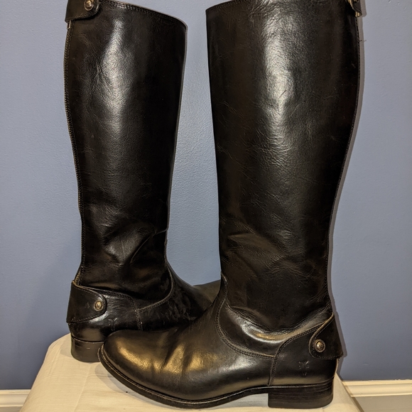 Frye Shoes - Frye tall Melissa back zip boot. Black. W8.5. Worn only a few times.